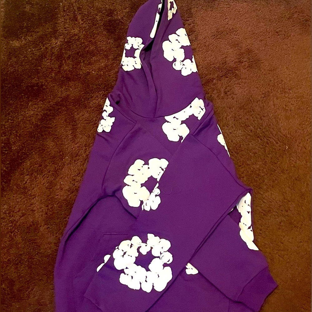 Purple Hoodie with White Floral Pattern